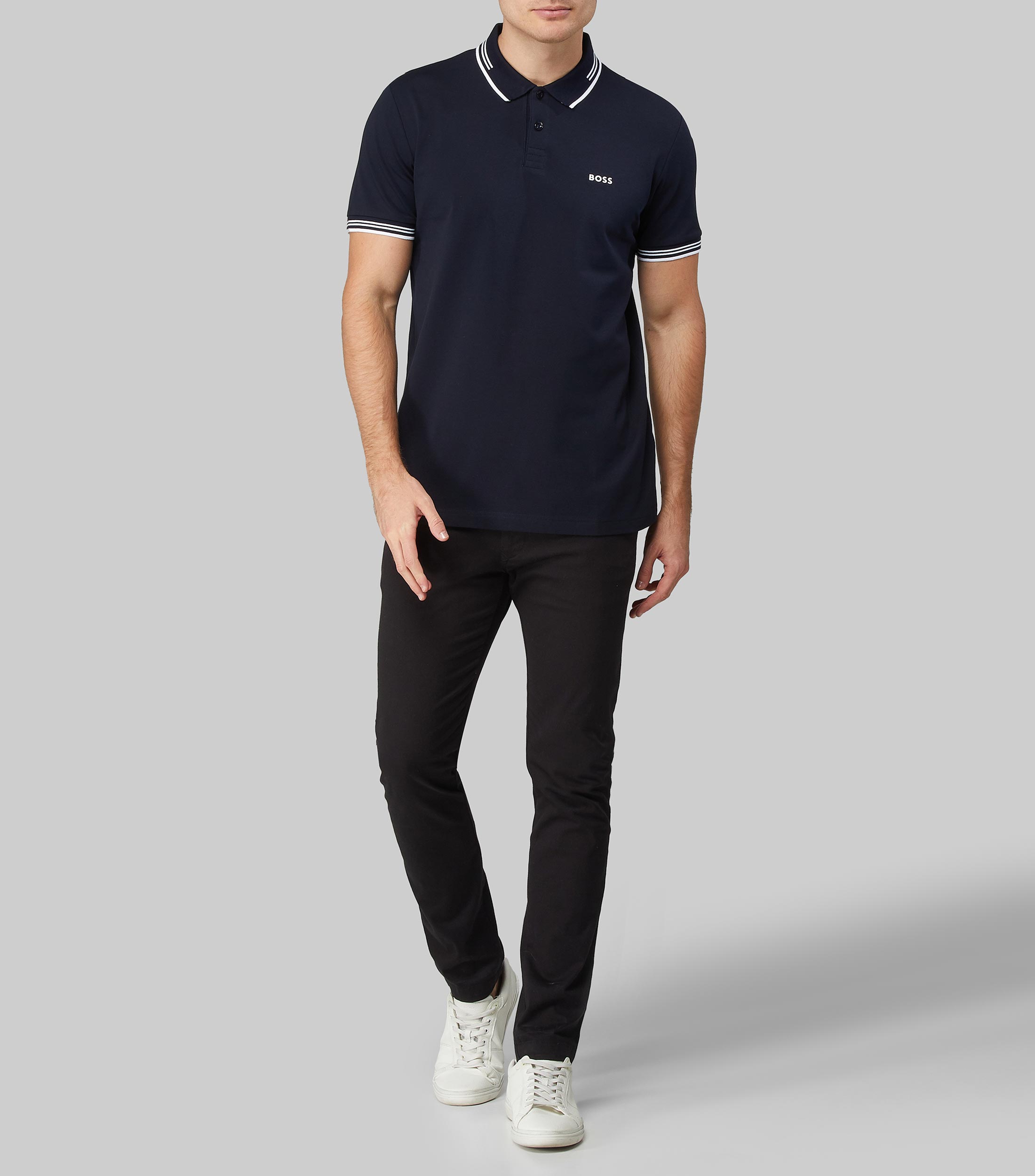 Playera tipo polo de manga corta sólida Hombre